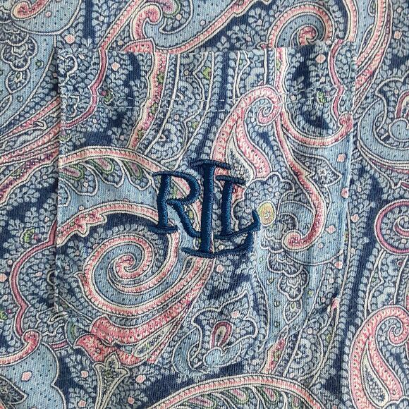 Lauren Ralph Lauren Black Label Notch Collar Pajama Set Bermuda Shorts Womens L - Picture 6 of 16